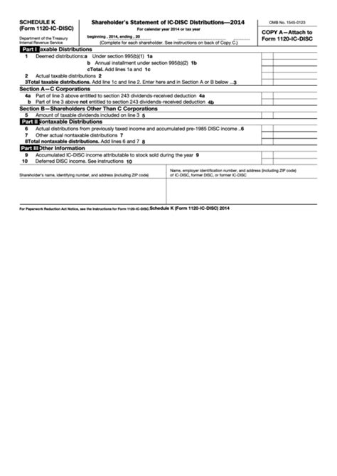 Fillable Schedule K Form Ic Disc Shareholder S Statement Of Ic