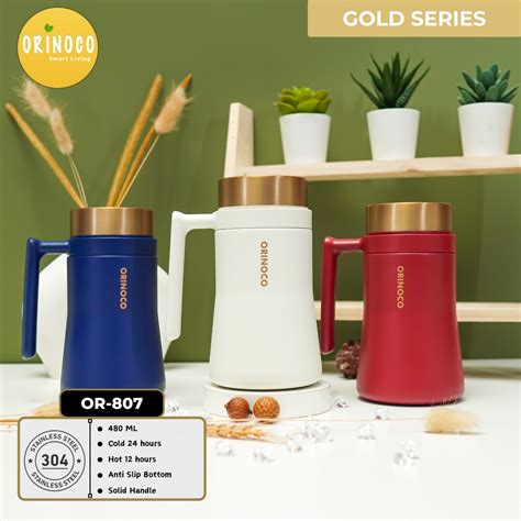 Jual Orinoco Mug Coffe Stainless With Handle Or 807 Vacuum Flask Gelas 480ml Hot And Cold Gold