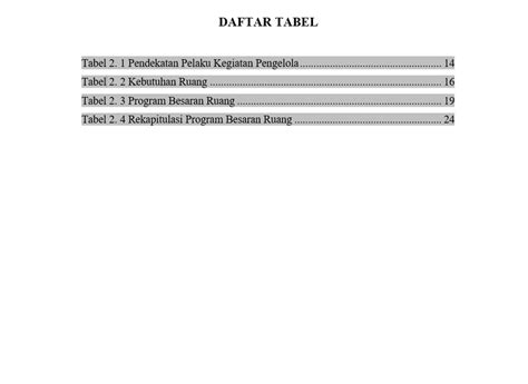 Pembuatan Daftar Isi Daftar Gambar Dan Daftar Tabel Otomatis