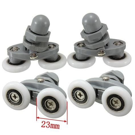 Cheap 4x Twin Shower Door Rollers Runners Sliders Zinc Alloy 20mm 23mm Diameter Wheel Joom