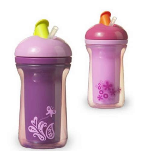 Tommee Tippee Explora Easiflow 9 Oz Straw Cup 2 Pack Purple Pink