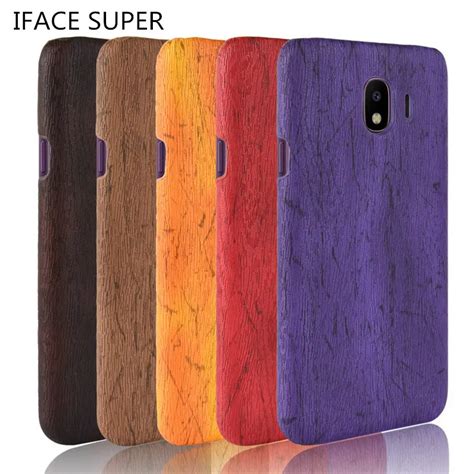 For Samsung Galaxy J4 Case Luxury Wood Pattern Pu Leather Case For