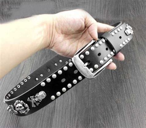 Personality Skull Rivet Cowhide Belt Shop Skulls