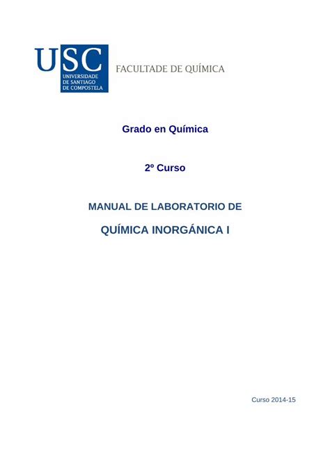 Pdf Qu Mica Inorg Nica I Manual De Laboratorio Qu Mica Inorg Nica