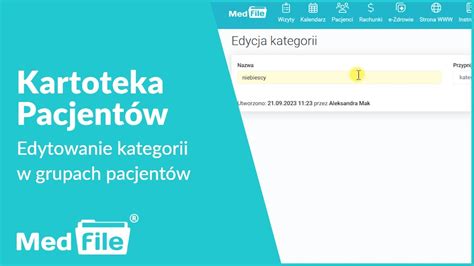 Kartoteka pacjentów edytowanie kategorii w grupach pacjentów program