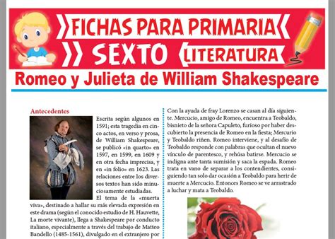 Romeo Y Julieta De William Shakespeare Para Sexto Grado De Primaria