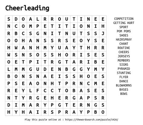 Download Word Search on Cheerleading