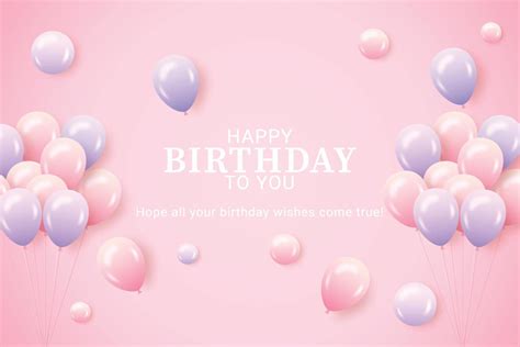 Happy Birthday With Pink Purple Balloons And Pink Background 4813211