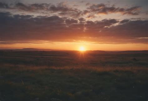 Premium Photo | A sunset with a mountain in the background and a sunset ...