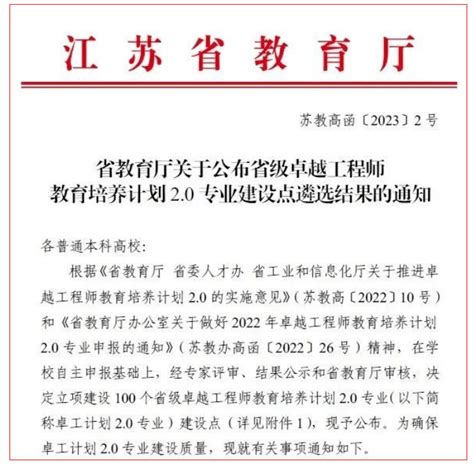 我校2个专业获批“省级卓越工程师教育培养计划20专业建设点”科学技术计算机