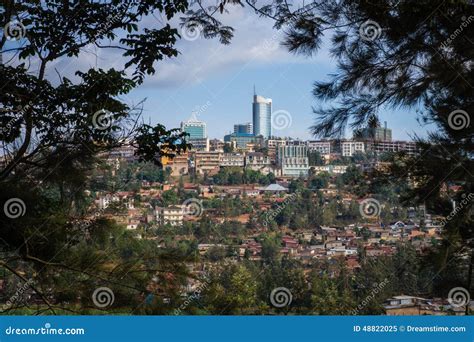 Kigali City Centre Skyline And Surrounding Areas Lit Up At Dusk. Rwanda ...