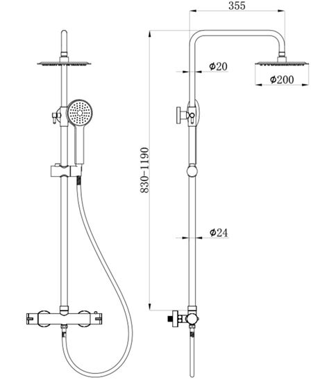 Douchestang Set Samar Zwart Thermostaat Met Handdouche En