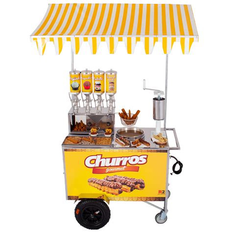 Carrinho De Churros Gourmet 1 Masseira Fuso Tubo E 4 Doceiras