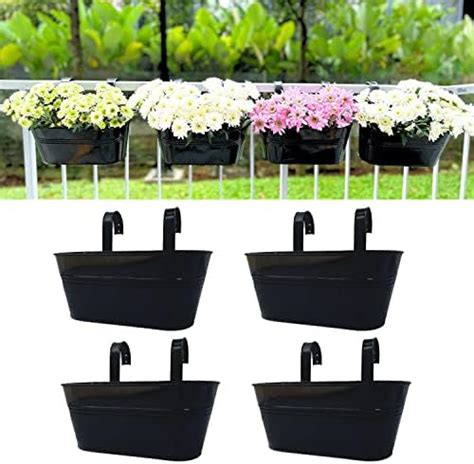 Lalagreen Outdoor Plants Rail Planter 8 Pack 112 Inch Black Metal