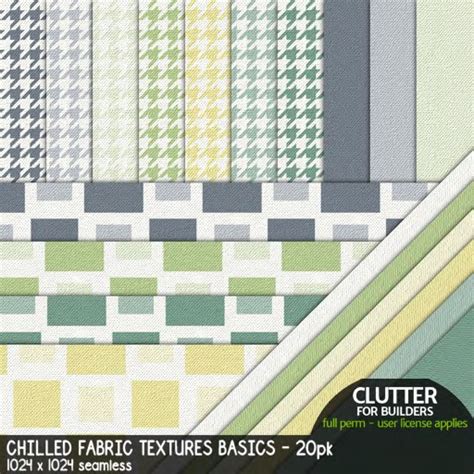 Second Life Marketplace Clutter Chilled Fabric Textures Basics 20 Pk