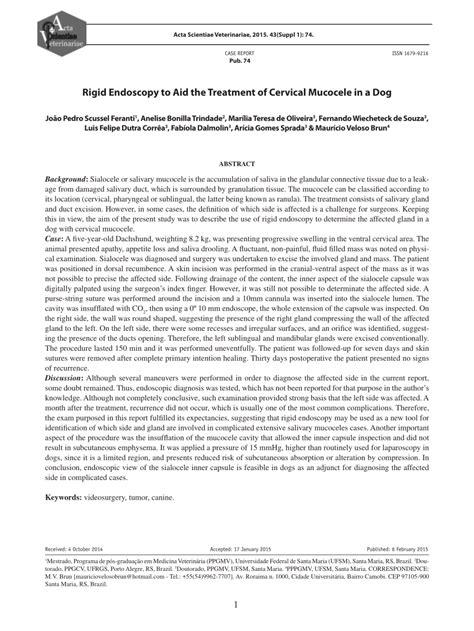 Pdf Rigid Endoscopy To Aid The Treatment Of Cervical Mucocele In A Dog