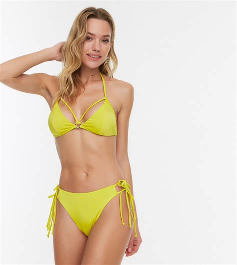 Buy Trendyol Solid String Bikini Set In Yellow 6thStreet Oman