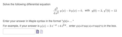 Solved Solve The Following Differential Equation