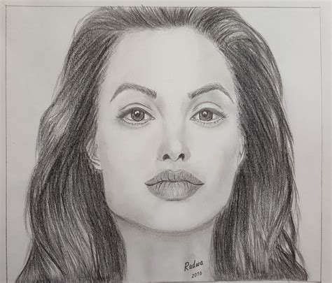 Angelina Jolie Drawing Pencil Sketch Colorful Realistic Art Images