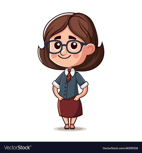 Cute Teacher Young Woman In Glasses Cartoon Vector Image