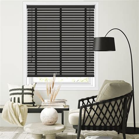 Mm Onyx Black Wooden Blinds With Tapes High Quality Made To Measure