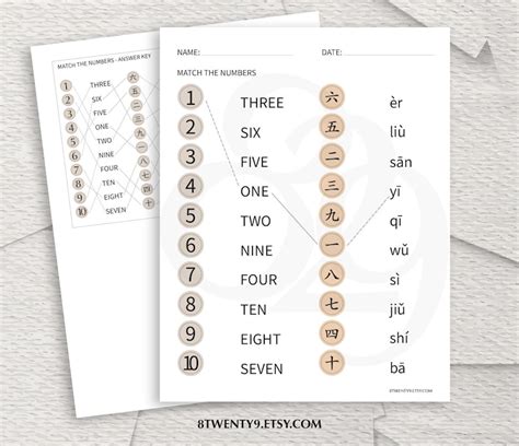 English-chinese Worksheet Printable Numbers 1-10 English Chinese Classroom Homeschool Preschool ...