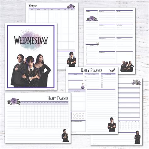 Free Printable Wednesday Addams Planning Pages — Krafty Planner