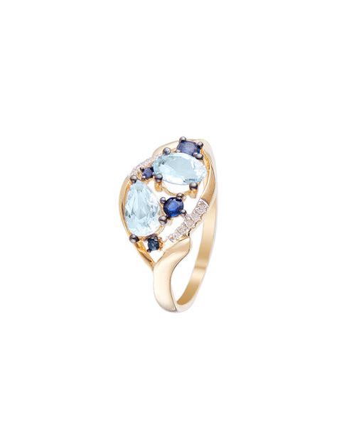 Bague Or Jaune 375 1000 Rêve Bleu Diamant 0 03 10 Saphir 0 24 4