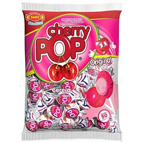 Pirulito Cherry Pop Cereja Recheio Chiclete C 50 Unids Shopee Brasil