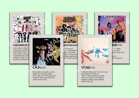 5 Seconds of Summer Album Poster Set of All Albums DIGITAL DOWNLOAD - Etsy