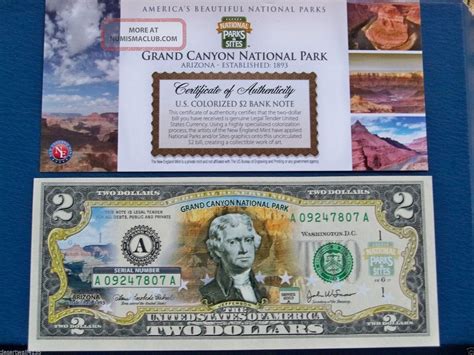 2003 Colorized Grand Canyon National Park Us Two Dollar Bill