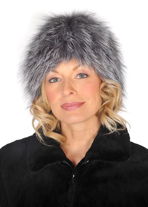 Silver Fox Stretch Hat Stretch Fur Hat Madison Avenue Mall Furs