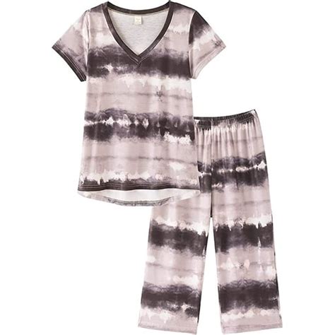 Myfav Womens Capri Pajama Sets Plus Size Sleepwear Top With Capri