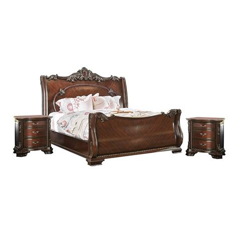 Foa Angelonia Pc Brown Cherry Solid Wood Bedroom Set Cal King