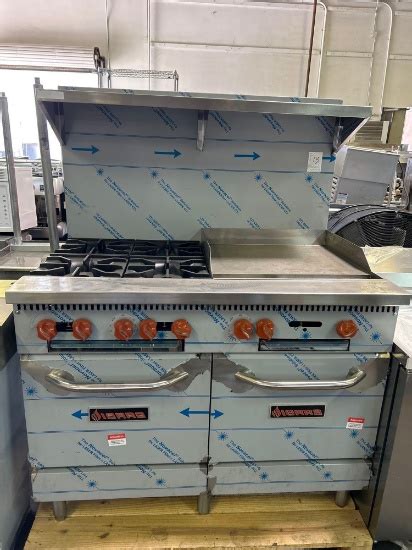 New Sierra 48 In Gas 4 Open Burner Range With 24 In Griddle And Double Oven Industrial