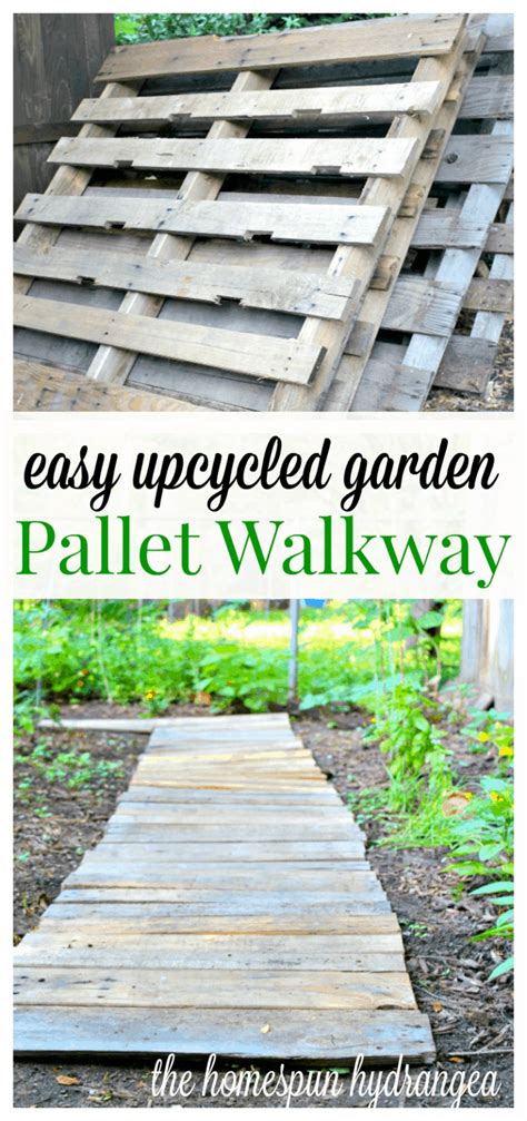 Easy Upcycled Diy Wood Pallet Garden Walkway The Homespun Hydrangea