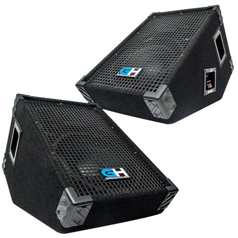 GH10M-PAIR - 10인치 패시브 웨지 플로어 및 무대 모니터 한 쌍 각 300와트 RMS - PA 및 DJ 무대 스튜디오 ...