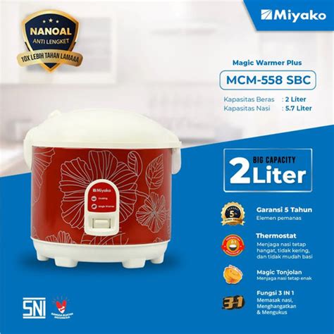 Jual MAGICOM / RICE COOKER MIYAKO MCM 558 SBC 2 LITER - Kota Bandung ...