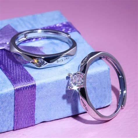 Party Wear Silver Fashion Frill Stainless Steel Couple Finger Ring Set