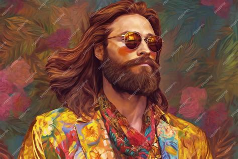 Premium Ai Image Portrait Of A Handsome Man With Long Hair And Beard