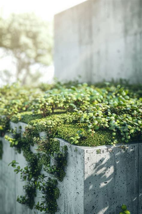 Modern Urban Garden Design Lush Greenery On Concrete Planters For Eco