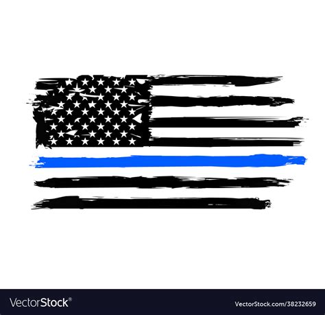 Thin blue line us flag police Royalty Free Vector Image