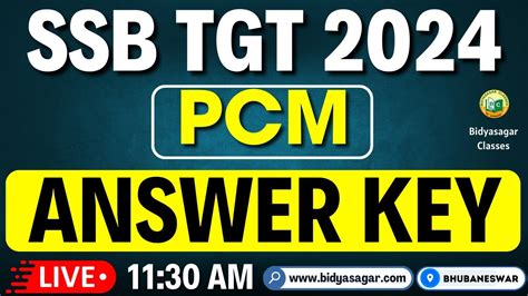 SSB TGT EXAM 2024 PCM ANSWER KEY TGT PCM 2024