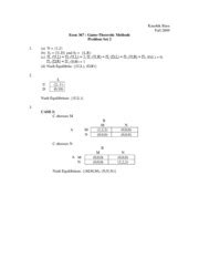 PS2 Solution Kaushik Basu Fall 2009 Econ 367 Game Theoretic Methods