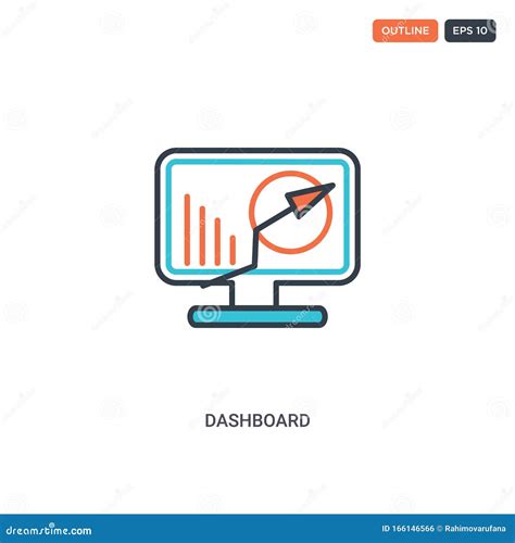 Farb Dashboard Concept Linie Vektorsymbol Einzelne Zwei Farbige