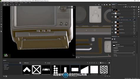 【中文字幕】substance 3d Painter逼真电视机道具纹理制作视频教程 Cg素材岛
