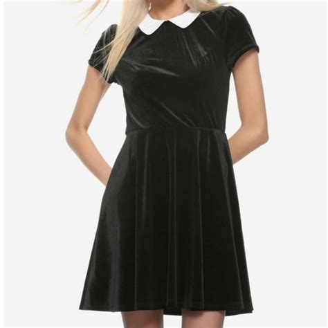 Hot Topic Dresses Hot Topic Wednesday Adams Black Velvet White