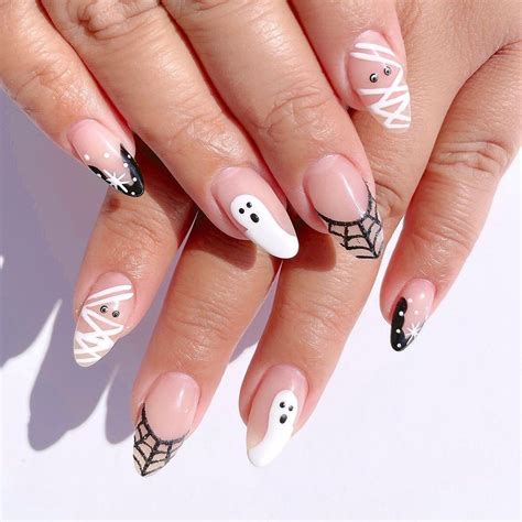 Bettycora Halloween Press On Nails Autumn Ghost Fake Nails Short