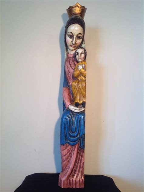 Grande Scultura Madonna Con Bambino Legno Catawiki