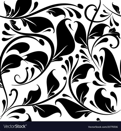 Vintage Black And White Floral Seamless Pattern Vector Image